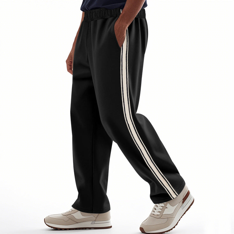 Herren nan bredde Relax-Trackbukser i retro-stil med dobbelt sidepaspel og elastisk komfortlinning Skovae