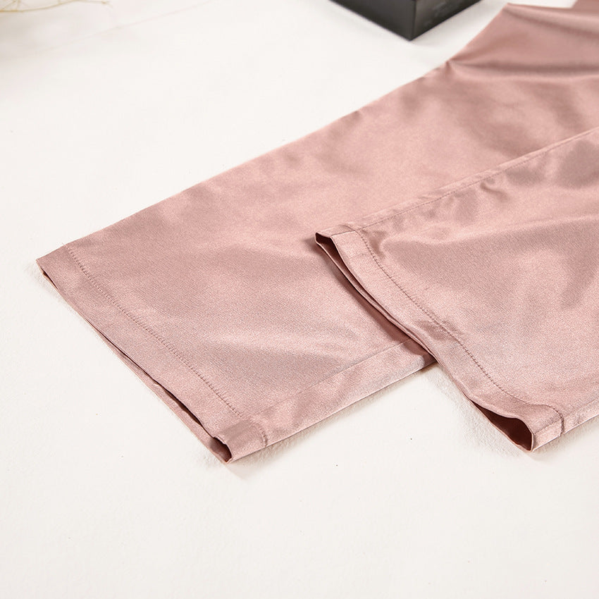 Dame satinere Loungewear-kombination af BH og vide bukser Stilla