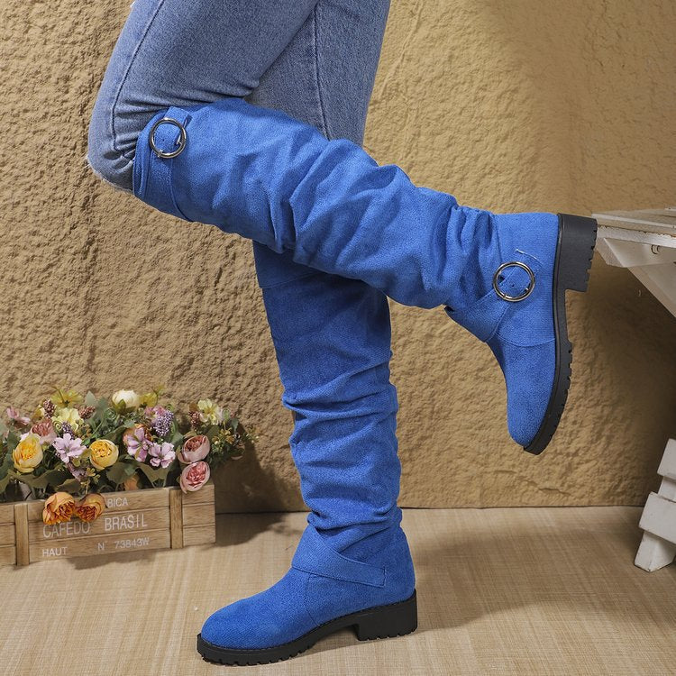 Dame Overknee Støvler med afslappet Falde-design og skridsikker Profilsål Stilla