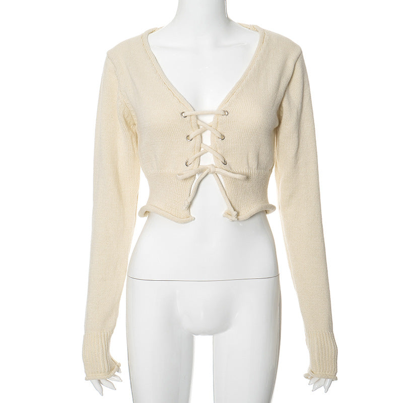 Femme Crop Lace-Up Cardigan Stilla