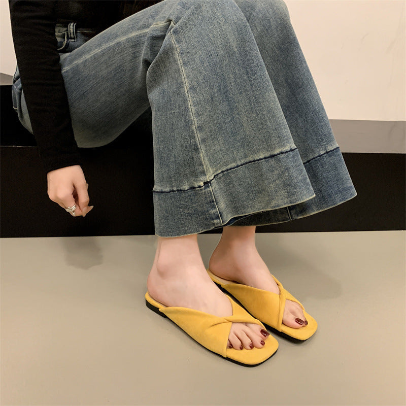Dame Floral Print Slide Sandaler med krydset remdesign Stilla