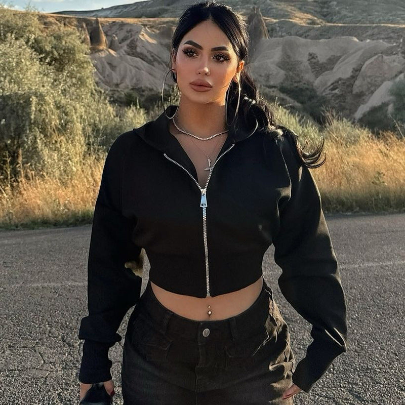 Dame Crop Hoodie med moderne lynlås og afslappet snit Stilla