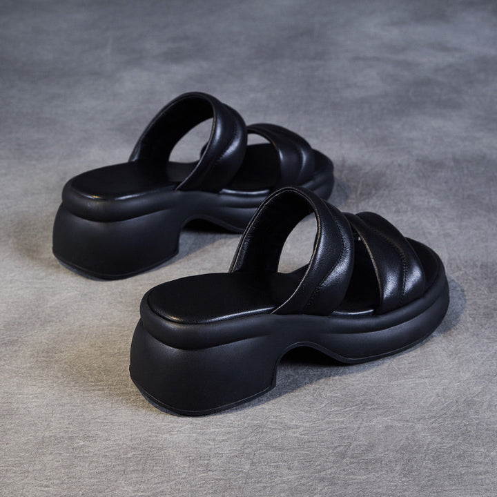 Dame Chunky Plateau Slide Sandaler med Polstring og stilfulde Remme Stilla