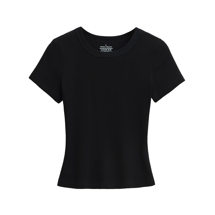 Dame klassisk Basic-T-shirt med elastisk bomuldsblanding og tætsiddende snit Stilla