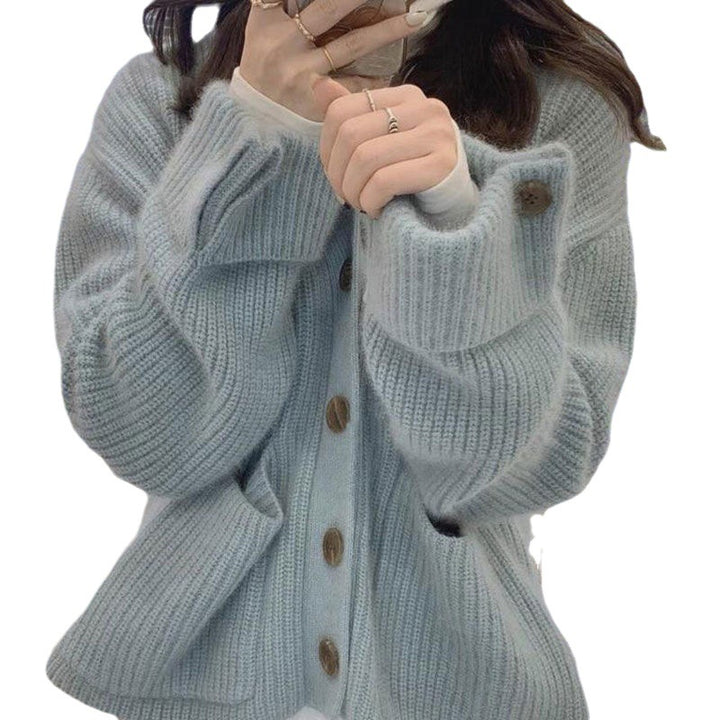 Kvinders Chunky Strik Cardigan med Lommer Stilla
