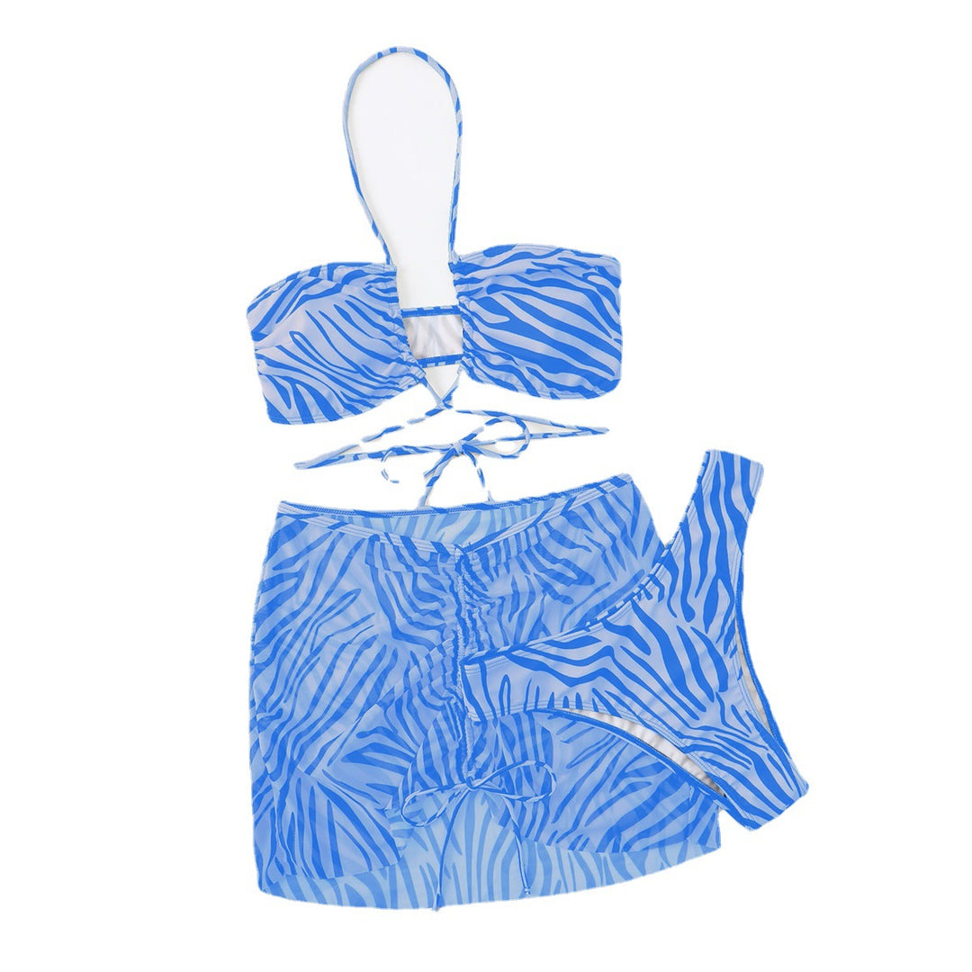 Dame bikini-sæt med moderne knude-design og trendy zebrastribet mønster Stilla