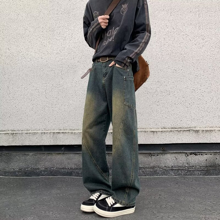 Herren brede jeans i urban stil med afslappede detaljer og høje lommer Stilla