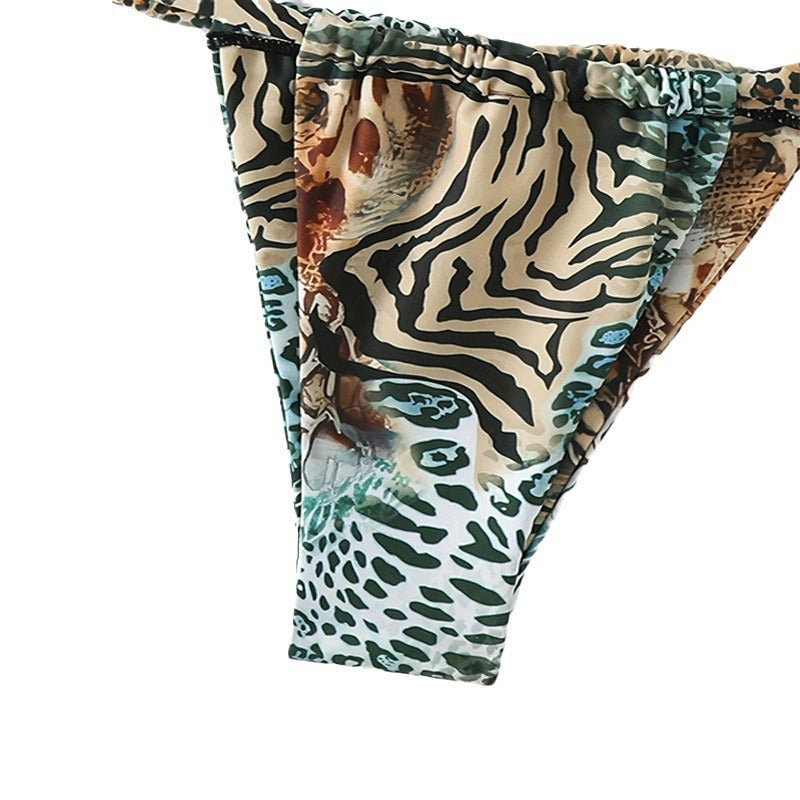 Dame trekant-bikini med justerbare stropper og moderigtigt leopardmønster Skovae