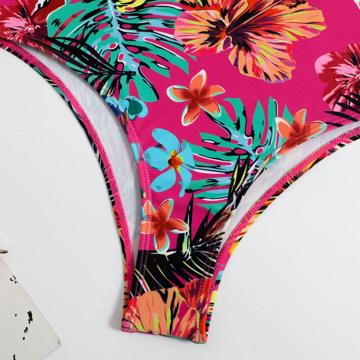 Dame højtaljede blomster mønster bikini sæt Stilla1750243172