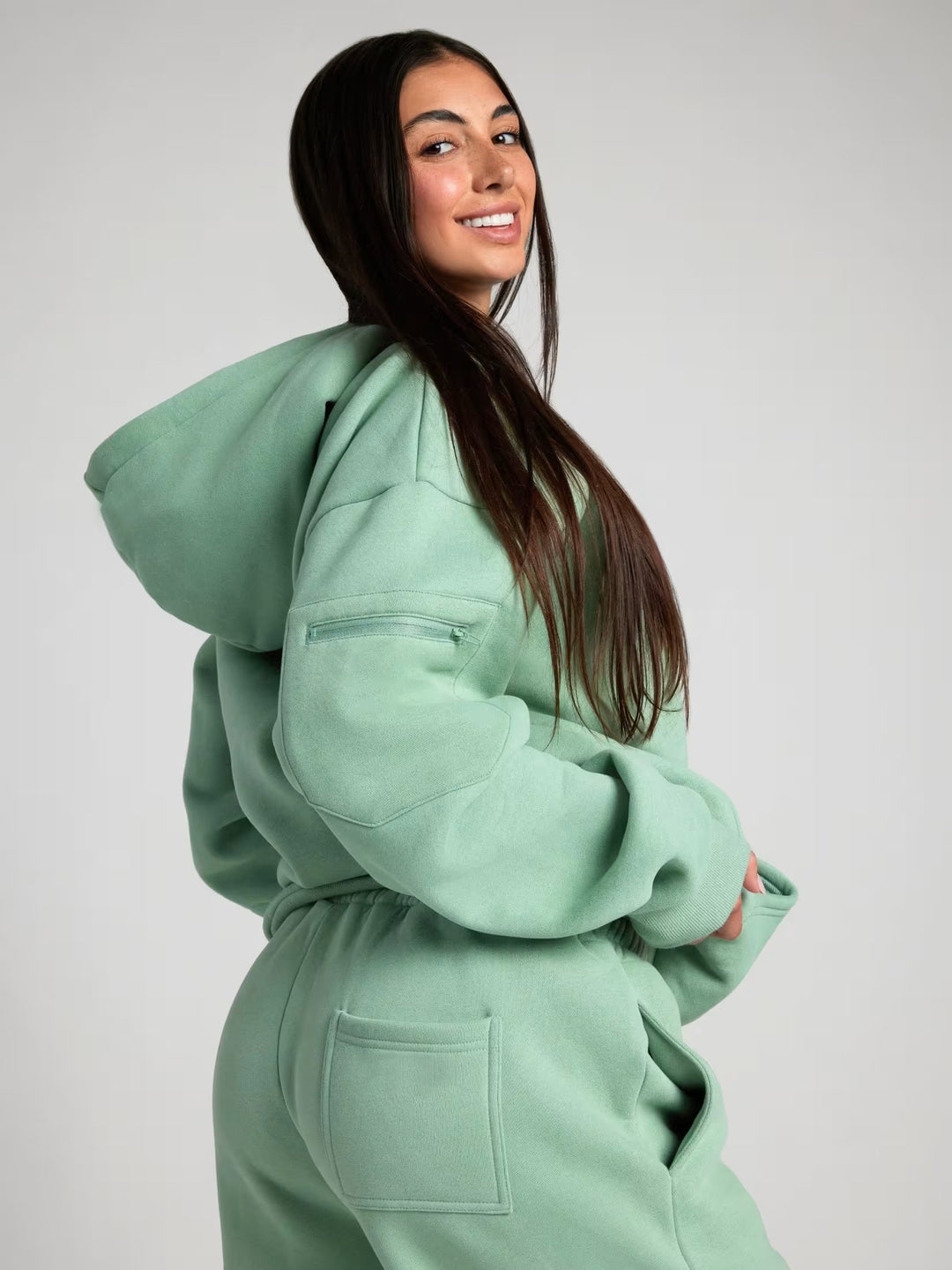 Kvinders hyggelige hoodie med integreret sovemaske Skovae