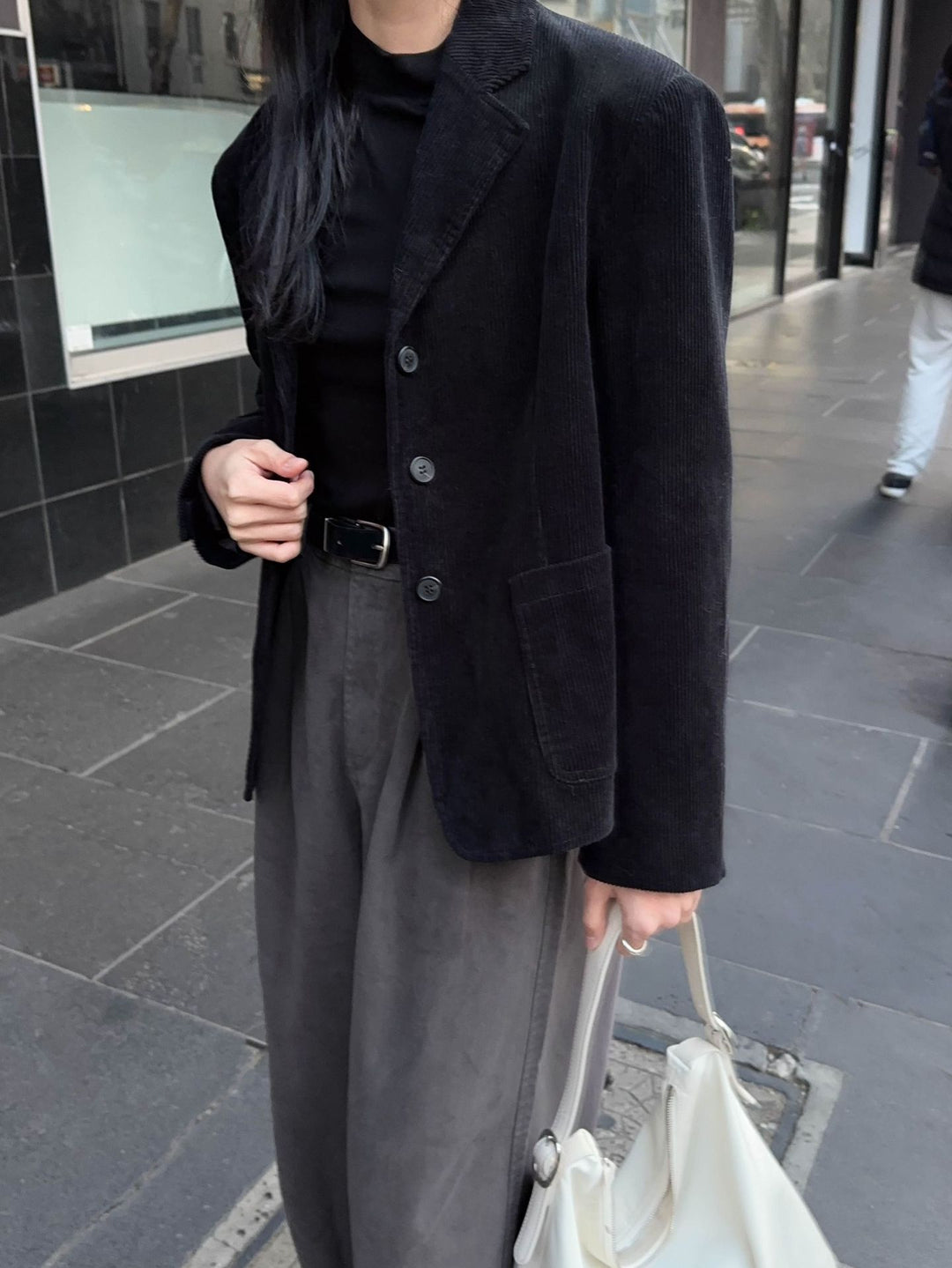 Dame bomuldsblazer med elegant tekstur og klassisk snit Stilla