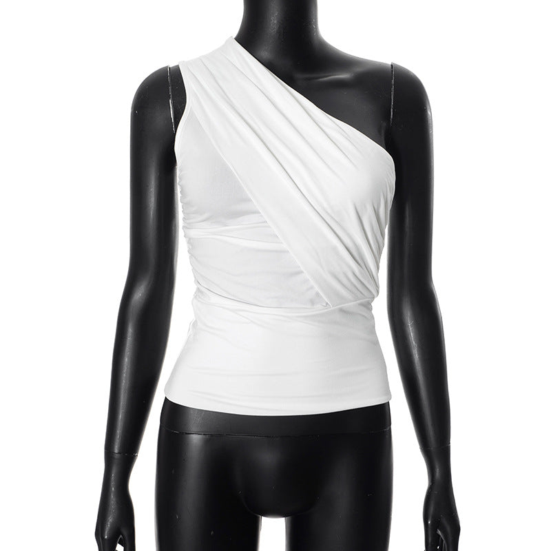 Femme Draperet En-Skulder-Top Stilla