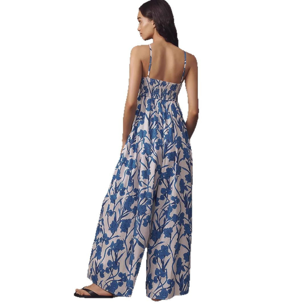 Kvinder Elegant Blomster Maxi Overall Stilla