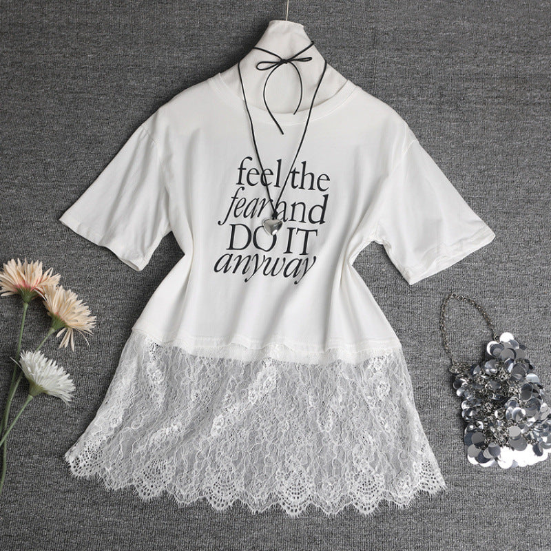 Kvinder Trendy Spids Overlay T-shirt Stilla