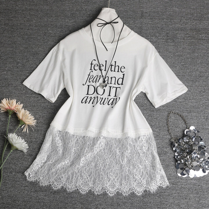Kvinder Trendy Spids Overlay T-shirt Stilla