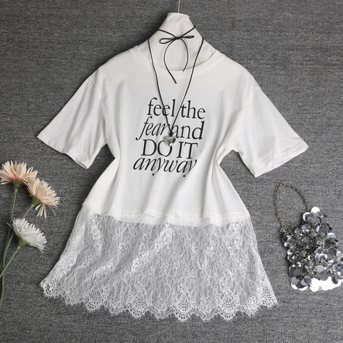 Kvinder Trendy Spids Overlay T-shirt Stilla