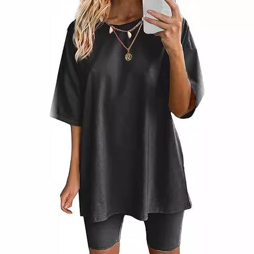 Dame Oversized T-Shirt og cykelshorts sæt Stilla