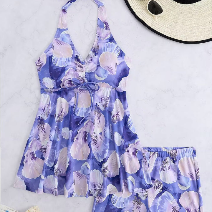 Dame tankini sæt med romantisk blomsterdesign og justerbar top Skovae