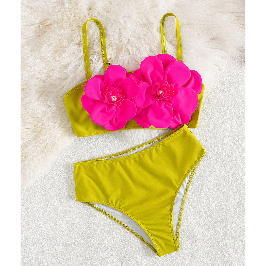 Dame bikini sæt med spændende blomsterdesign og flatterende høj talje Stilla