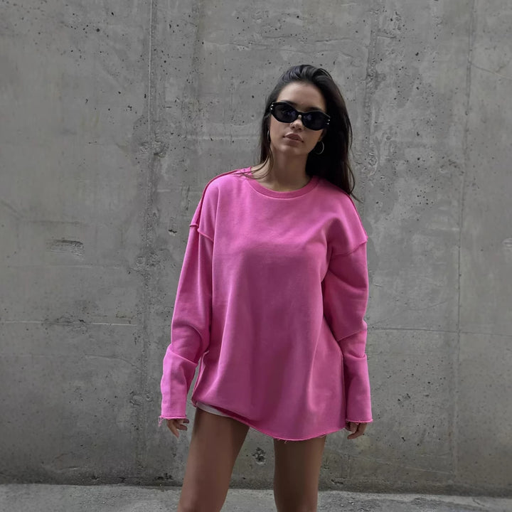 Kvinders afslappede oversized sweater med bred pasform og struktureret stof Skovae