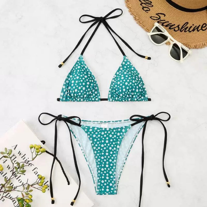 Dame blomster mønster trekant bikini sæt Stilla 1750838622