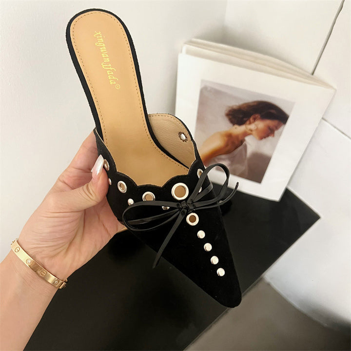 Dame Slingback Pumps med spids tå og elegant sløjfe dekoration Stilla