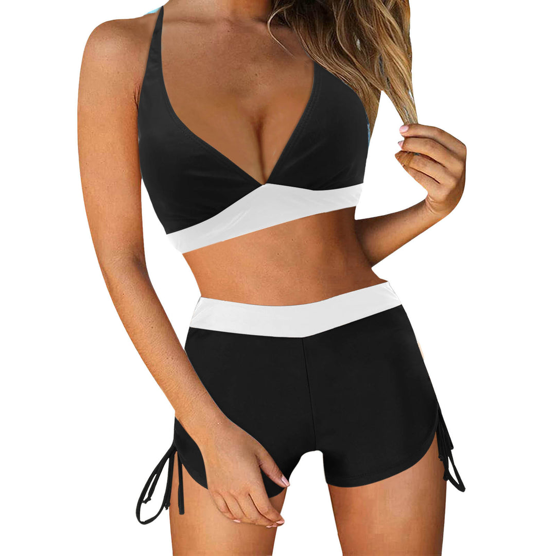 Dame Sporty bikini sæt med moderigtig høj talje og sidesnor bånd Skovae