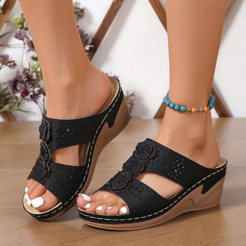 Damer Komfortable Sandaler med fashionable Blomsterapplikationer Stilla