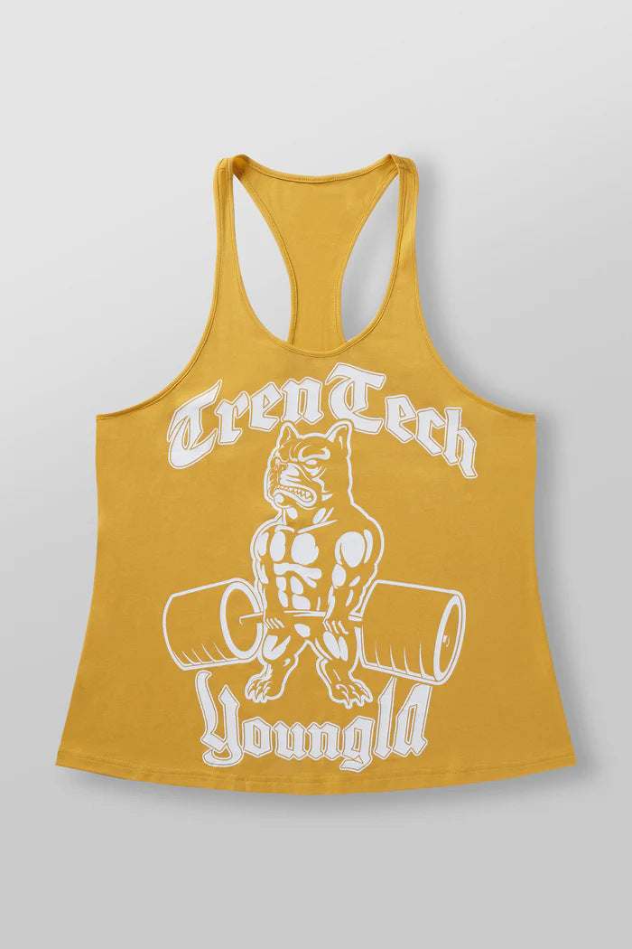 Herren nan figursygt Fitness-Tanktop med Bulldogge-grafik og ekstra dybe armlægninger Skovae