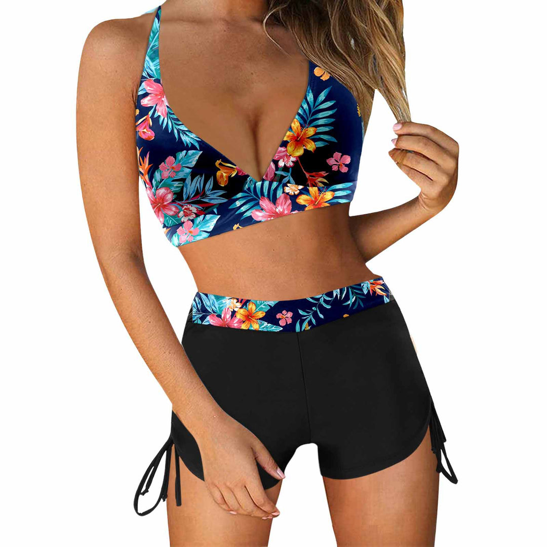 Dame Sporty bikini sæt med moderigtig høj talje og sidesnor bånd Skovae