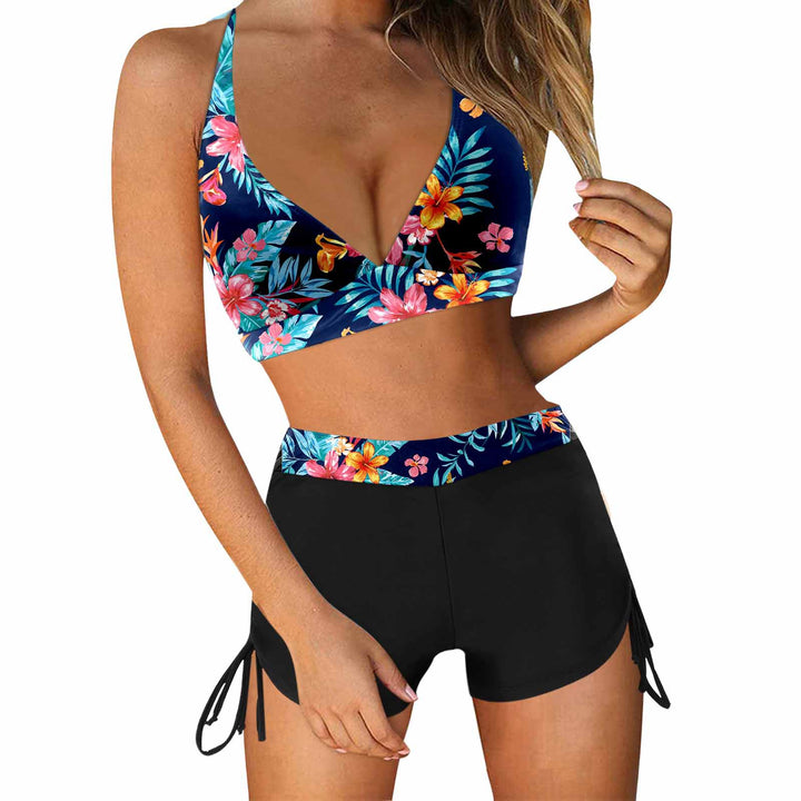 Dame Sporty bikini sæt med moderigtig høj talje og sidesnor bånd Skovae