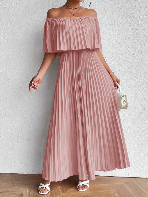 Dame Off-Shoulder Maxikjole med elegant fold Stilla