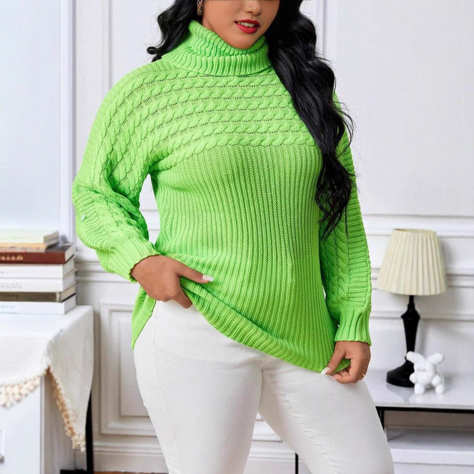 Kvinders strikkede pullover med rullekrave og struktureret design Stilla