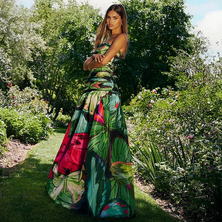 Dame Floral Print Enteil Badeanzug Skovae