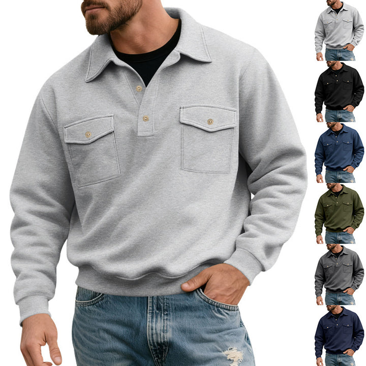 Herren nan Pullover med polokrave og påsatte brystlommer Skovae