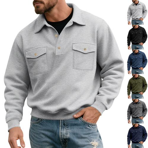 Herren nan Pullover med polokrave og påsatte brystlommer Skovae