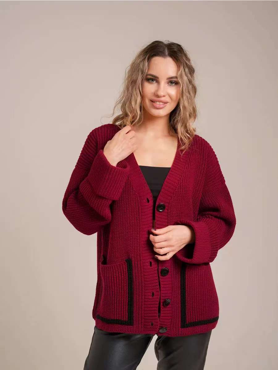 Dame cardigan med knapbar design og lommer Stilla