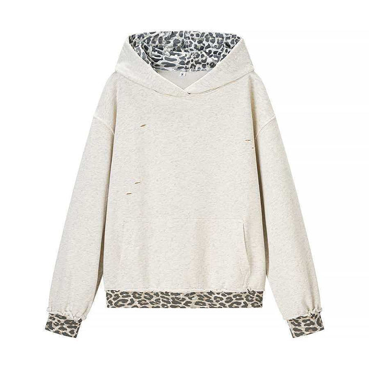 Kvinders afslappede hoodie med leopardfor Stilla