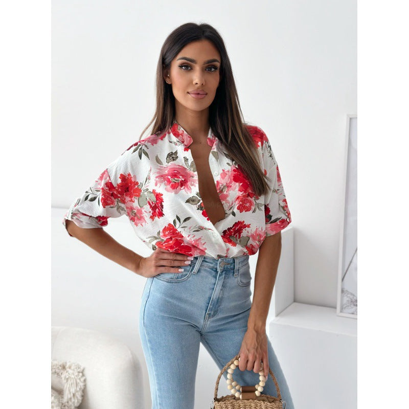 Dame Relaxed Fit Floral Print Bluse Stilla