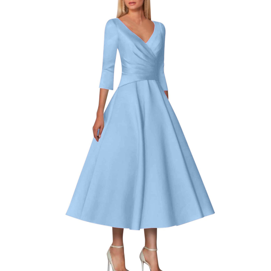 Dame Elegante Vikle-Midi-Kjole Stilla