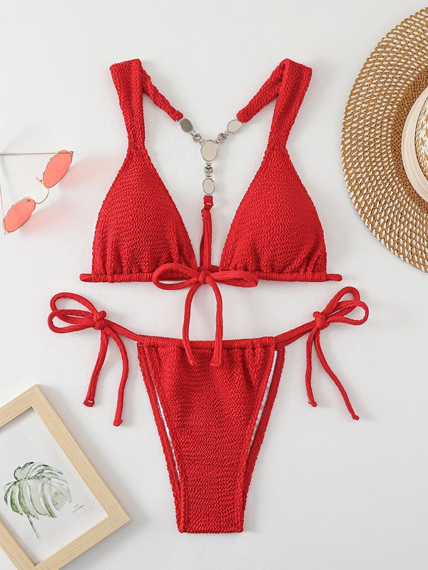Dame Hæklet Tie-Front Bikini Sæt Stilla