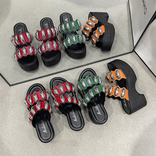 Dame mode Plateau-sandaler med glitrende dekorative sten og skridsikre såler Stilla