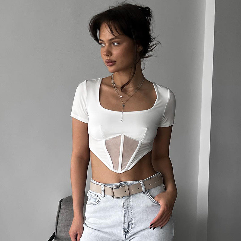 Femme Sculpting Mesh-Panel Top Stilla