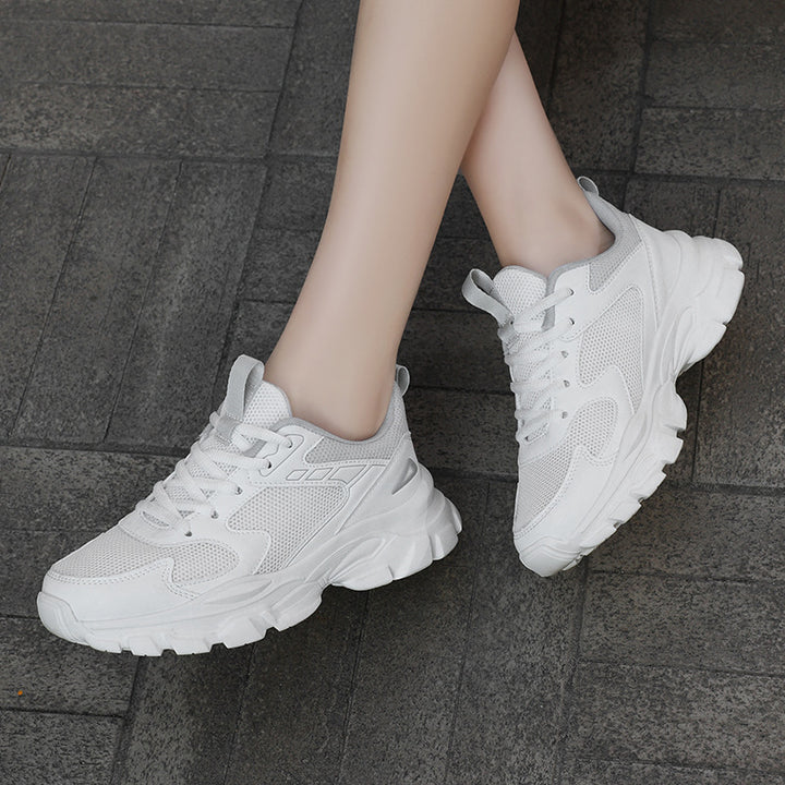 Unisex nan voluminøse plateau-sneakers med åndbart mesh, stødabsorberende mellemsål og skridsikker profilsål Skovae
