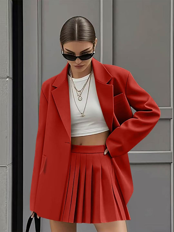 Dame Oversized Blazer med plisseret Nederdel Stilla