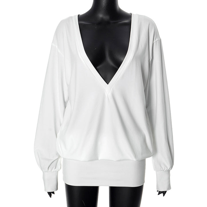 Dame Oversized Deep V-Udskæring Langærmet Top Stilla