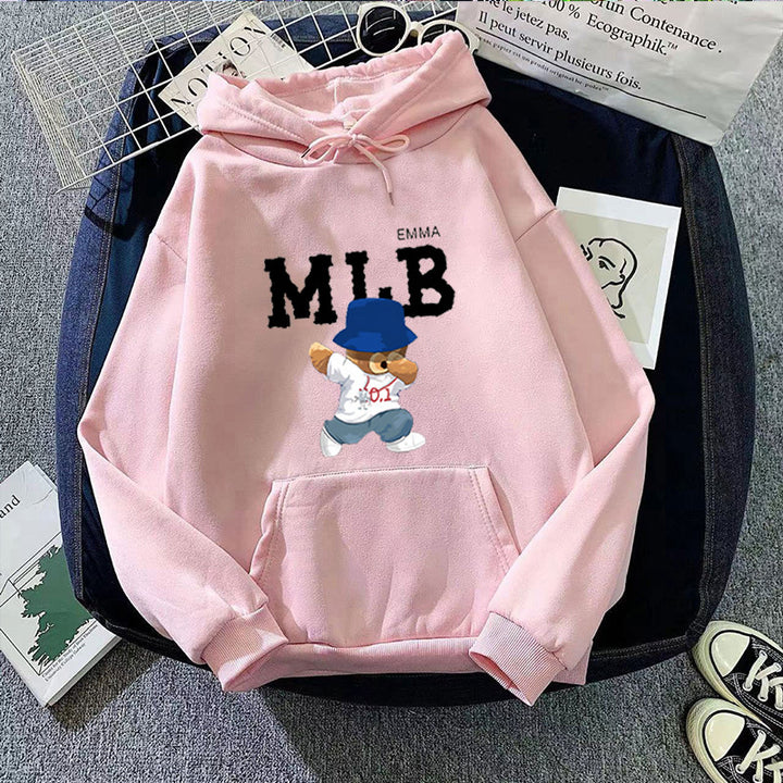 Dame hoodie med kreativt dyre- og skriftdesign Skovae