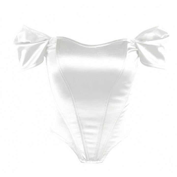 Dame Langærmet Bodysuit med skulderfri design og puffærmer Stilla