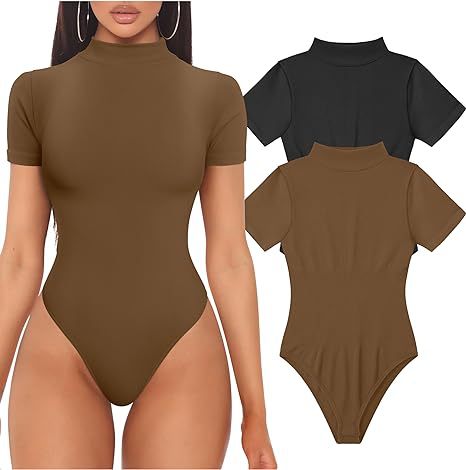 Dame Kortærmet Bodysuit med høj krave Skovae