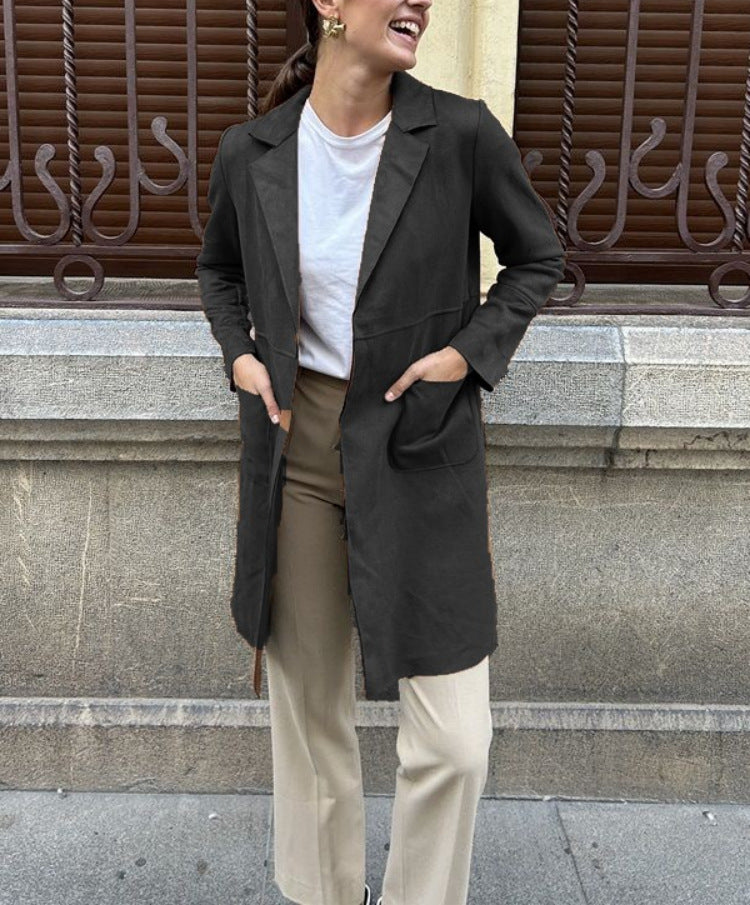 Damer elegant Longblazer lavet af blødt Suedine Stilla